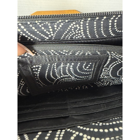 Vera Bradley Turnlock Wallet Black Pink Damask Floral‎ Print Retired - Picture 4 of 8